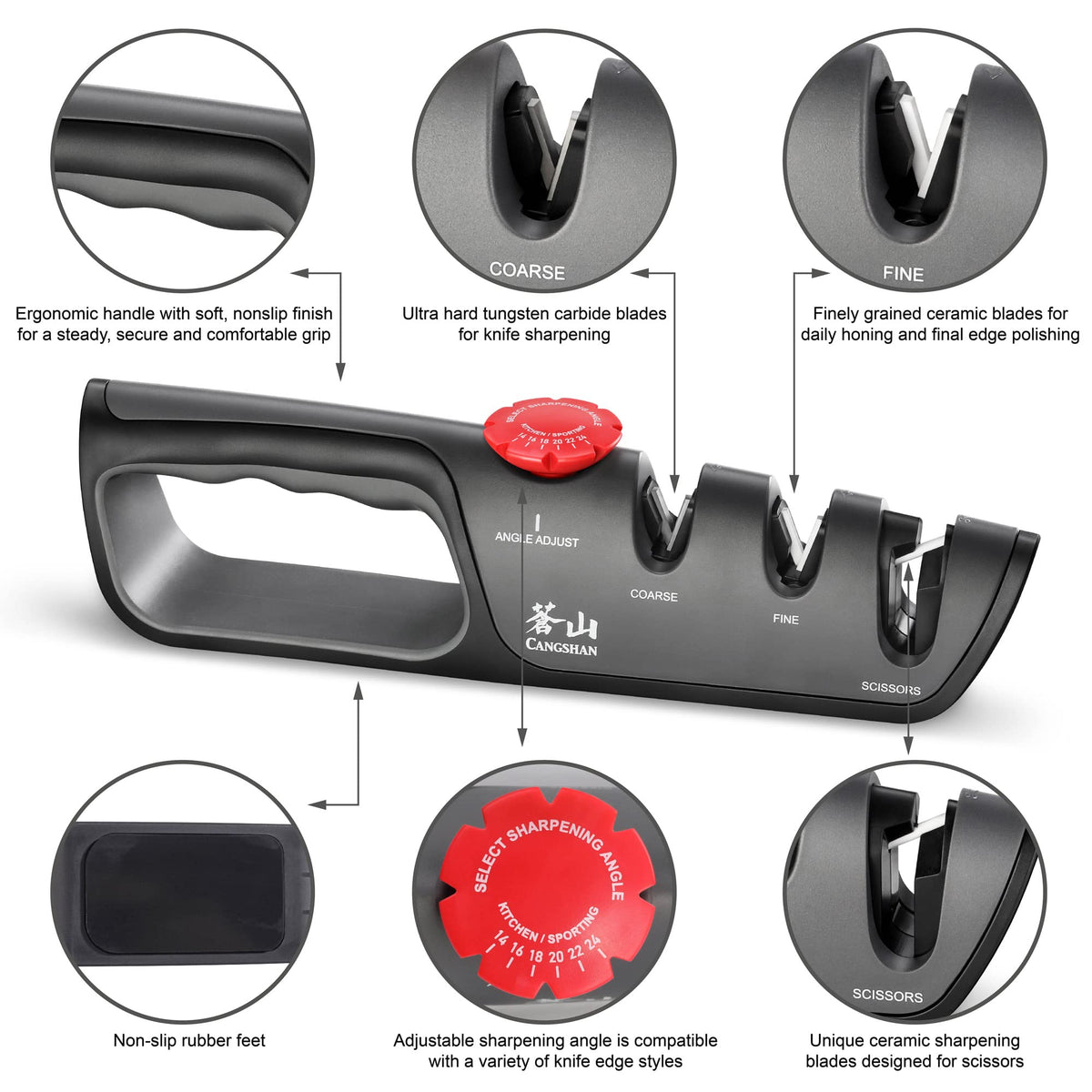 Cangshan 1026108 tungsten carbide stage restores dull blades.