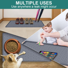 CANIVI flexible silicone mat with textured surface stays put in cabinets.