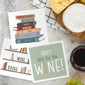 Canopy Street Book Club Napkins Dinner Party setup with four designs for stylish tables.