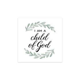 Canopy Street Child Of God napkins with greenery closeup for baptisms