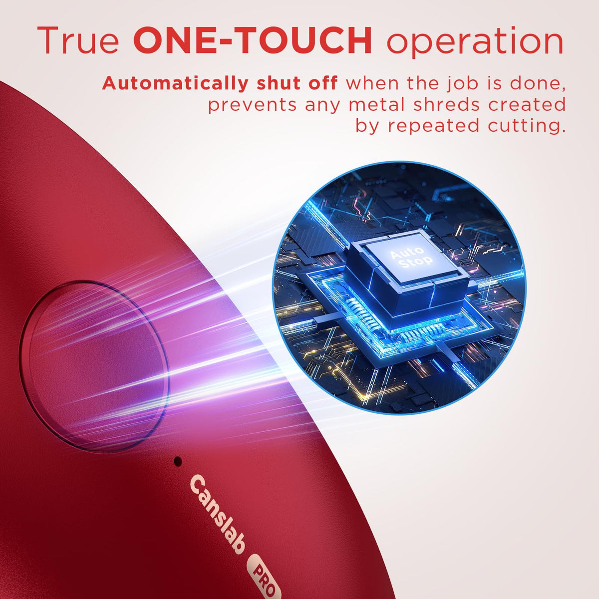 Canslab Ultrablade PRO one-touch operation demonstrates hands-free convenience for seniors.