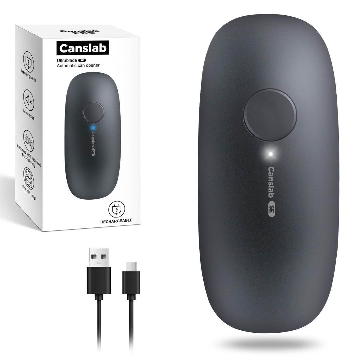 Canslab Ultrablade SE rechargeable motor enables cordless can opening with reliable power.