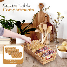 Cantalop rattan pantry organizer narrow base for space-saving display.