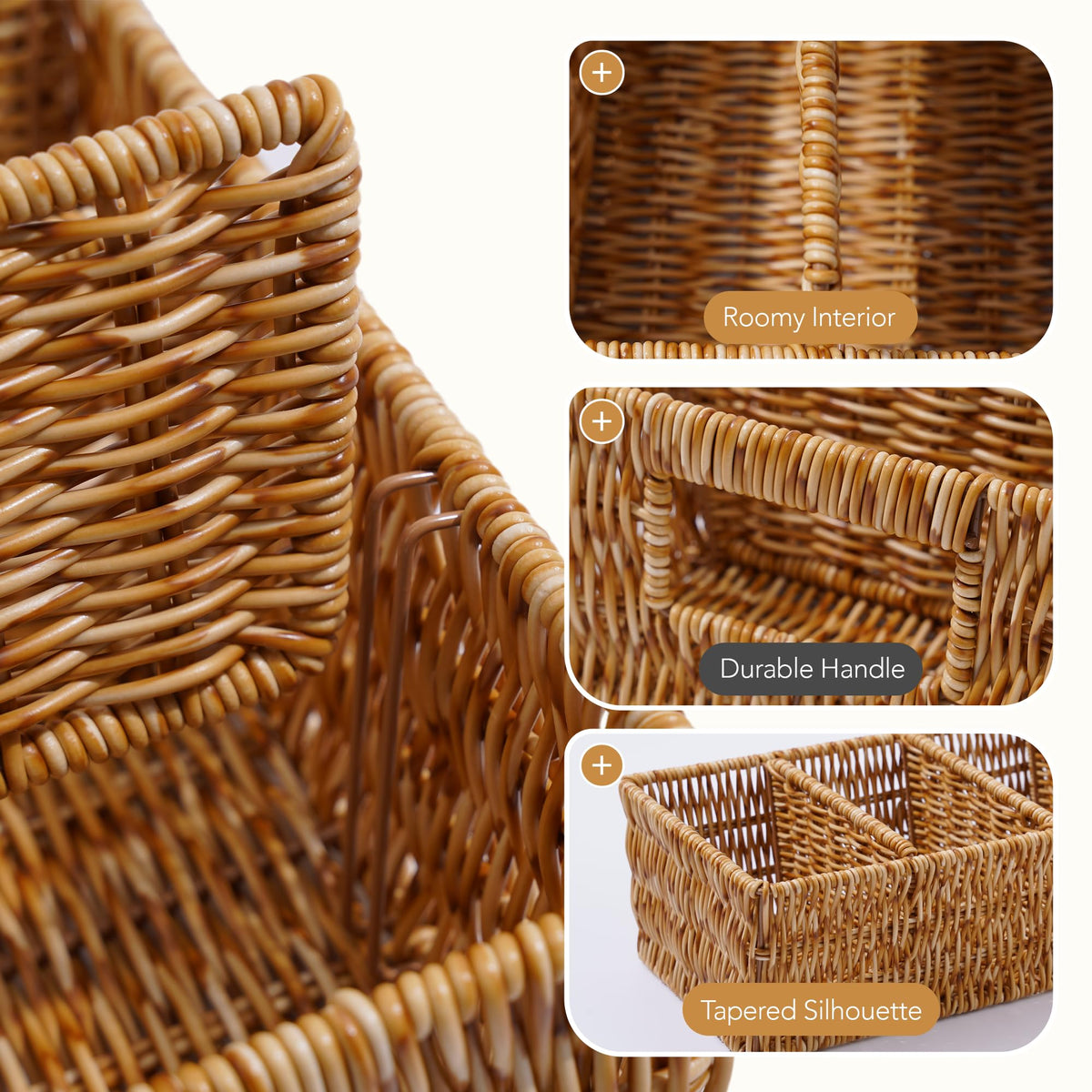 Cantalop rattan pantry organizer top view showing spacious interior.