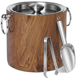 CAOANTRY teakwood ice bucket with lid keeps ice cold for parties and celebrations