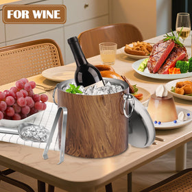 CAOANTRY teakwood ice bucket with tong for easy ice access