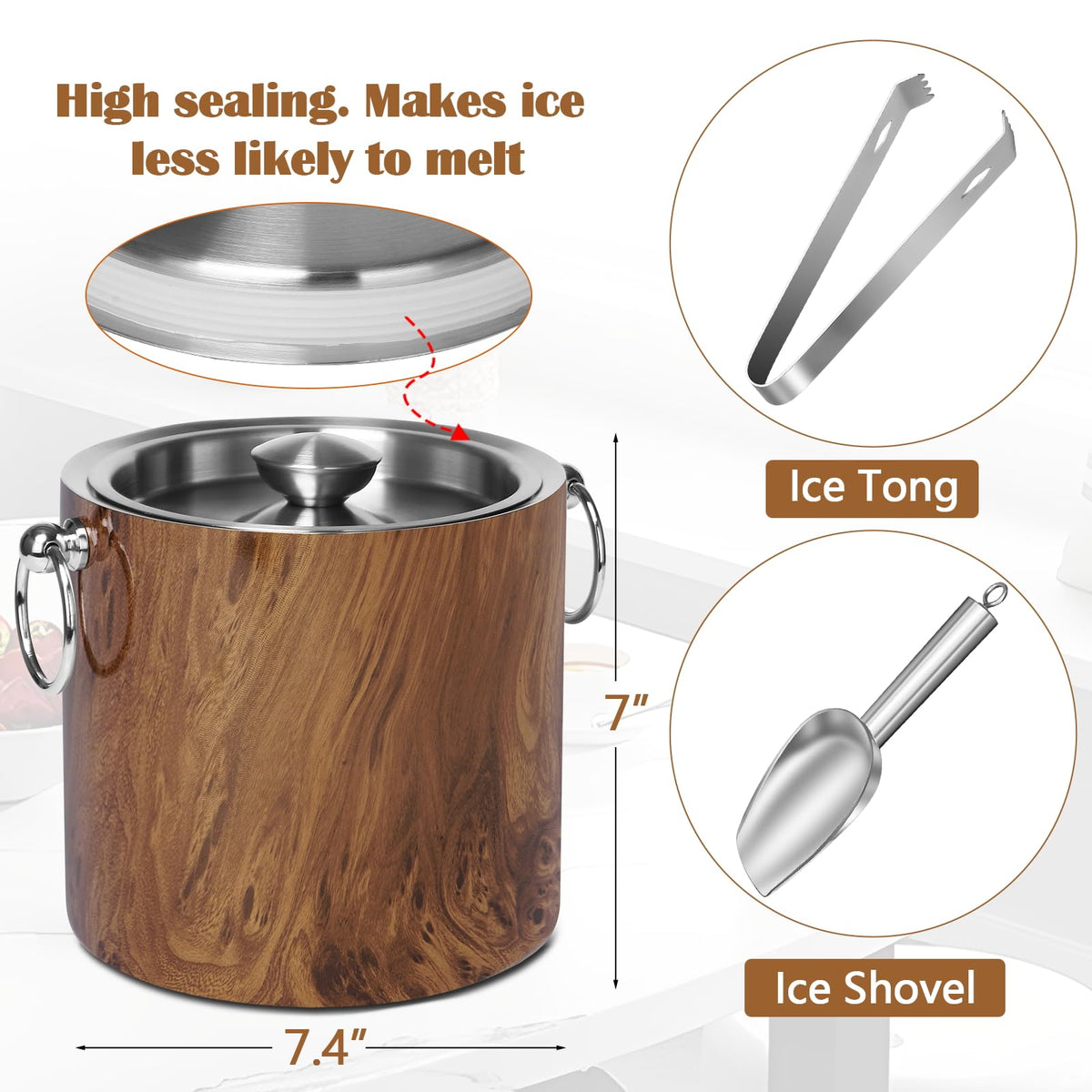 CAOANTRY teakwood ice bucket is multipurpose for bars, picnics, and parties