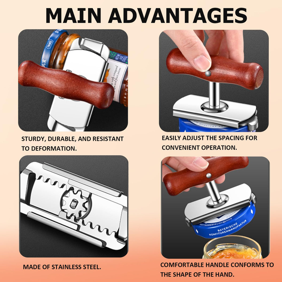 Cap Crack jar opener shows adjustable design to fit assorted jar sizes