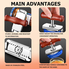 Cap Crack jar opener shows adjustable design to fit assorted jar sizes