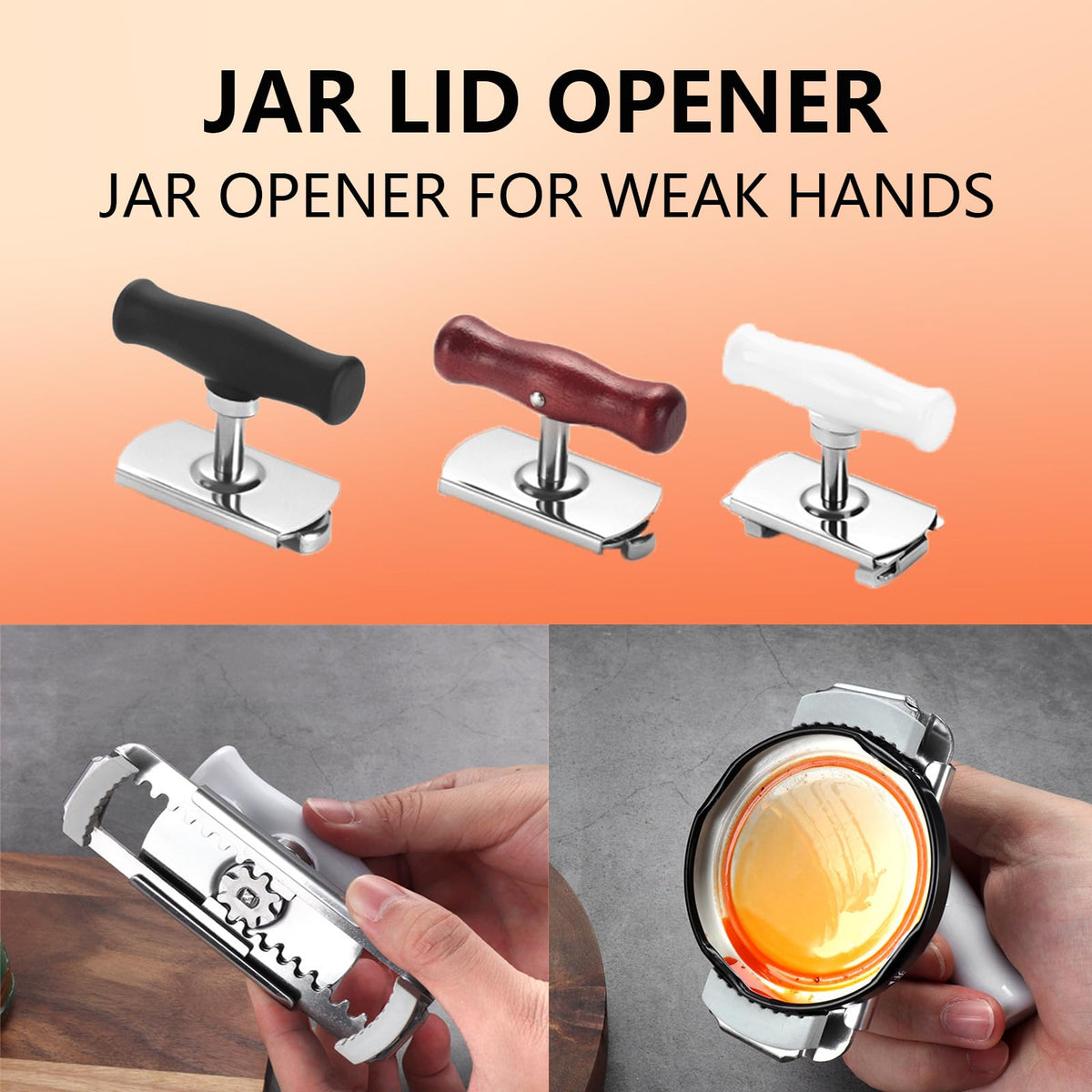 Cap Crack jar opener features an ergonomic handle for comfortable use