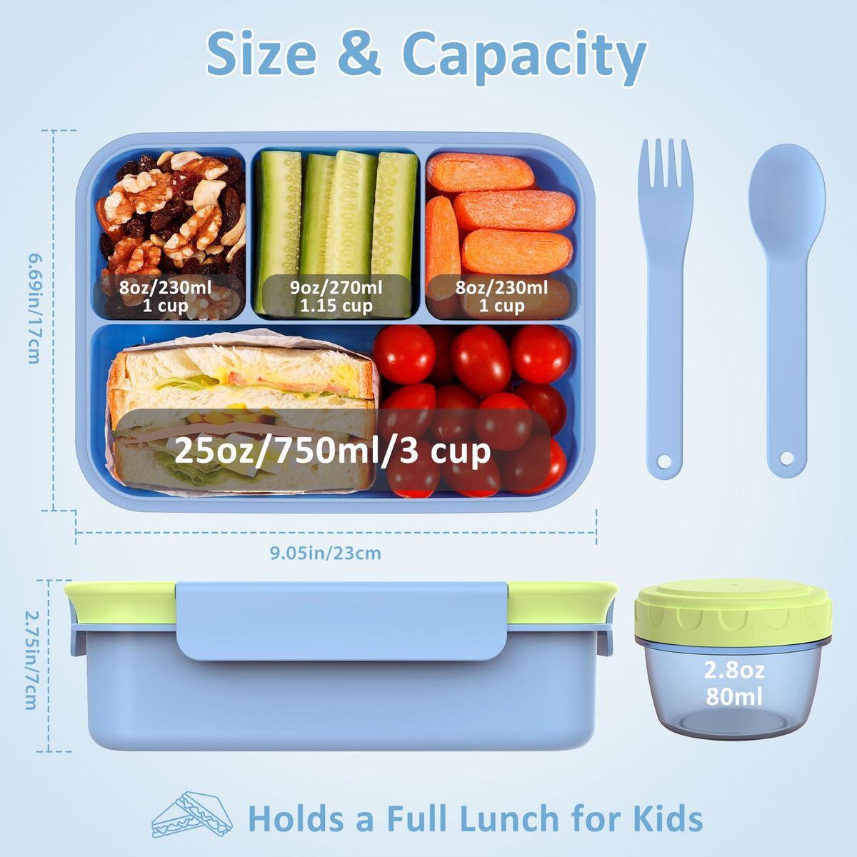 Caperci four-compartment interior layout for organized meals