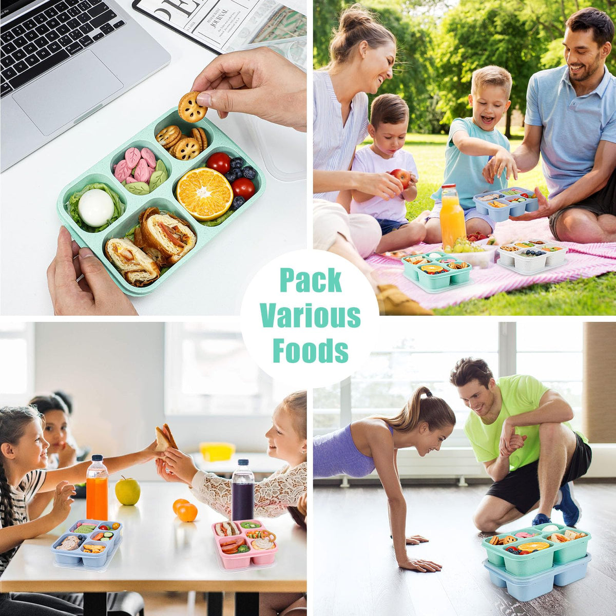 Caperci 5-compartment containers ideal for kids and adults snacks