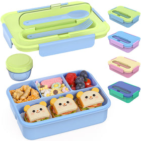 Caperci 50oz larger bento box in lime and blue, full view for big meals