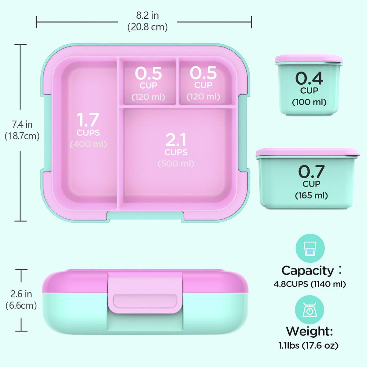 Caperci Kids Bento Box compact handle makes it easy for kids to carry