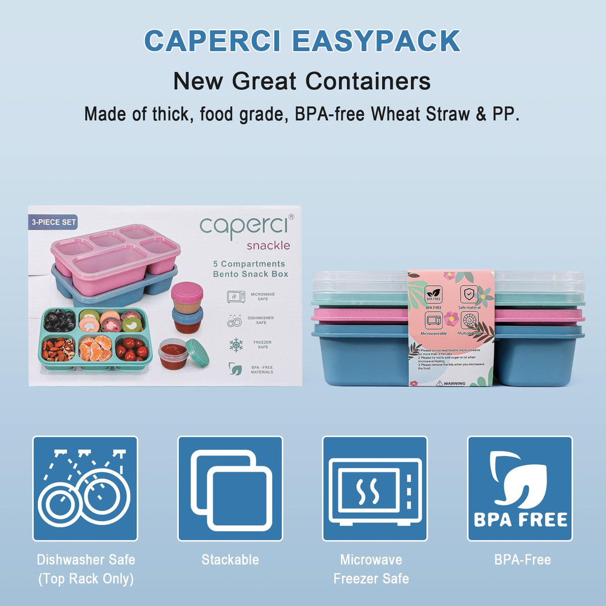 Dark and clear lids for easy portion visibility with Caperci