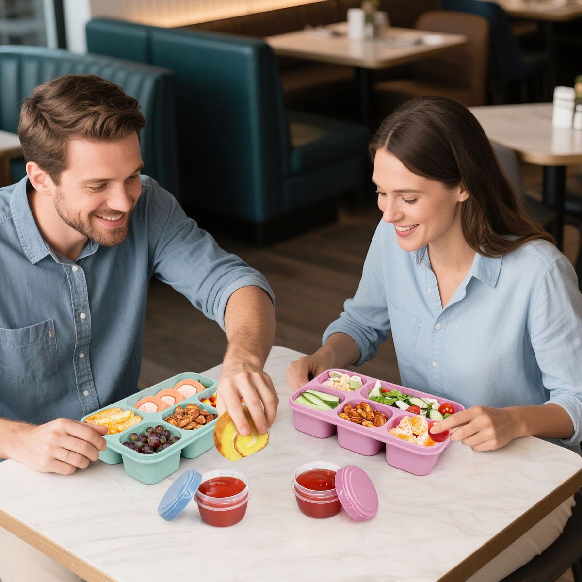 Dishwasher-safe on the top rack; lids should be hand-washed