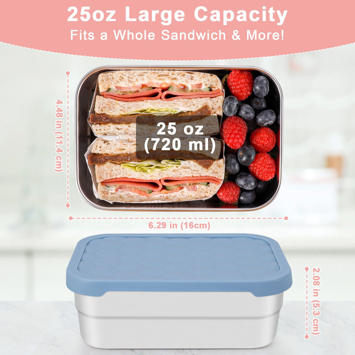 Caperci leak-proof silicone lid close-up showing secure seal for fresh lunches.
