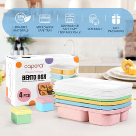 Caperci vintage color four-pack adds variety to school or office lunches.