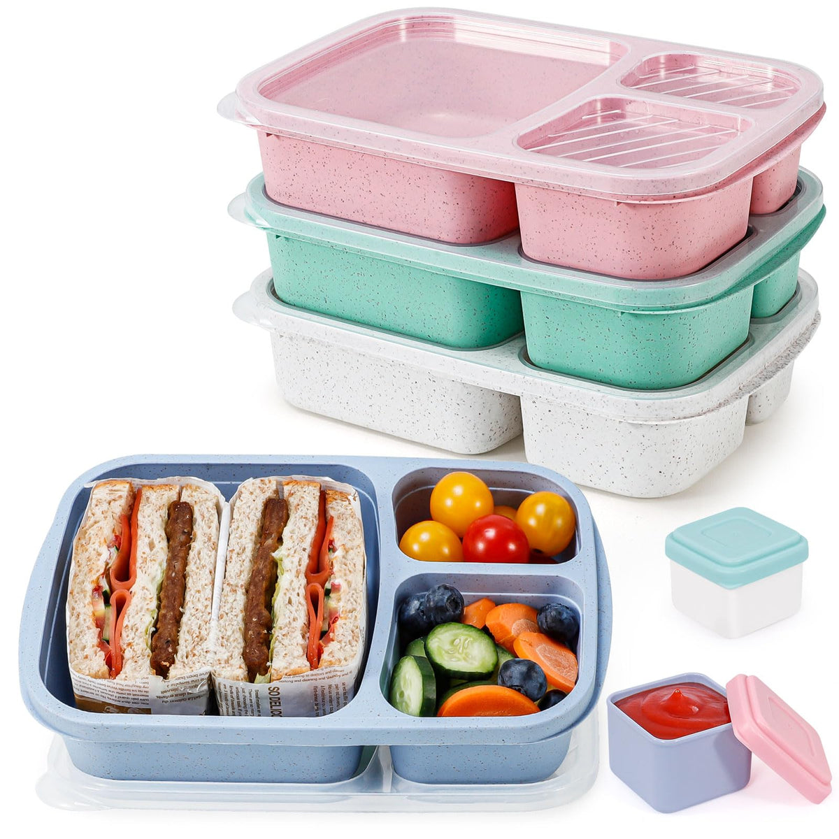 Caperci Wheat Straw Bento Lunch Box four-pack enables easy eco-friendly meal prep