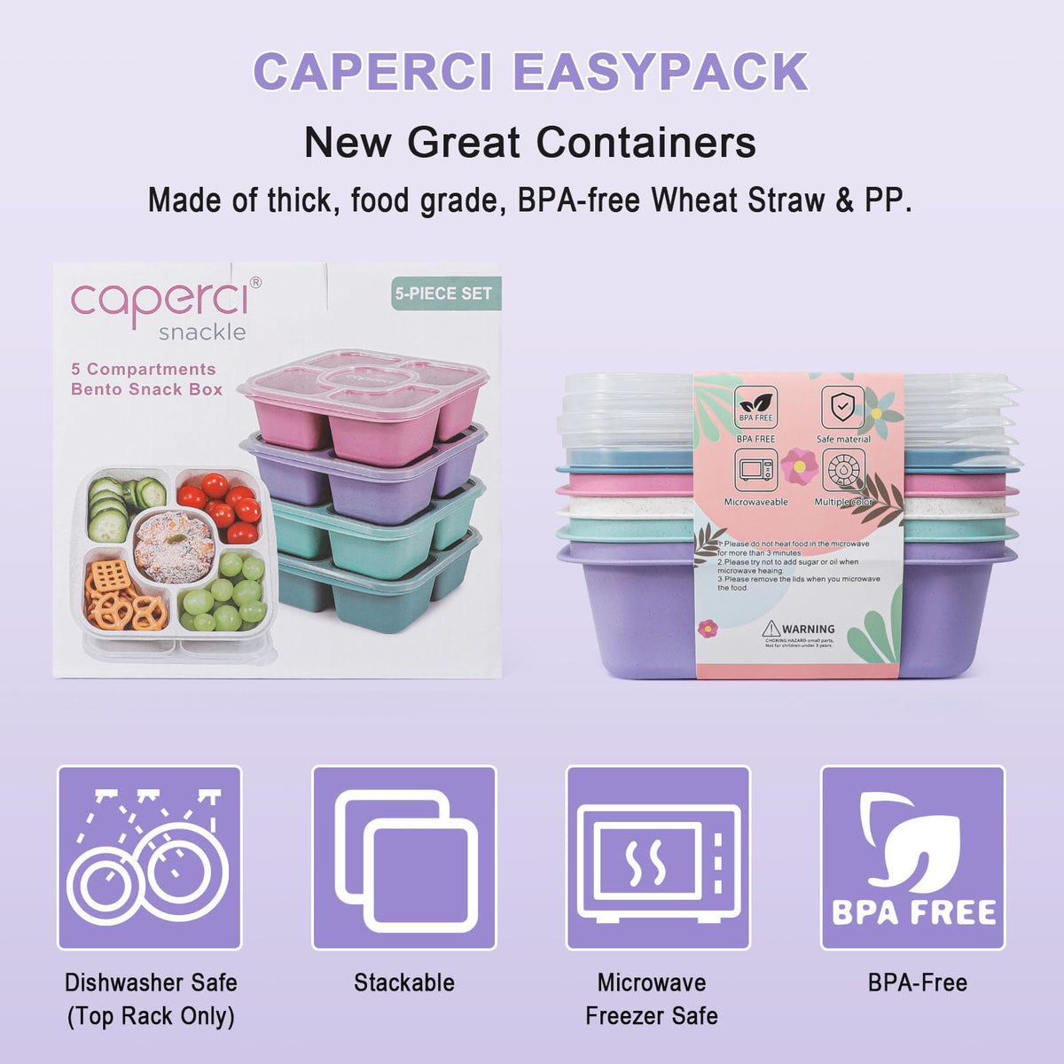 Caperci wheat straw BPA-free material for eco-friendly lunches