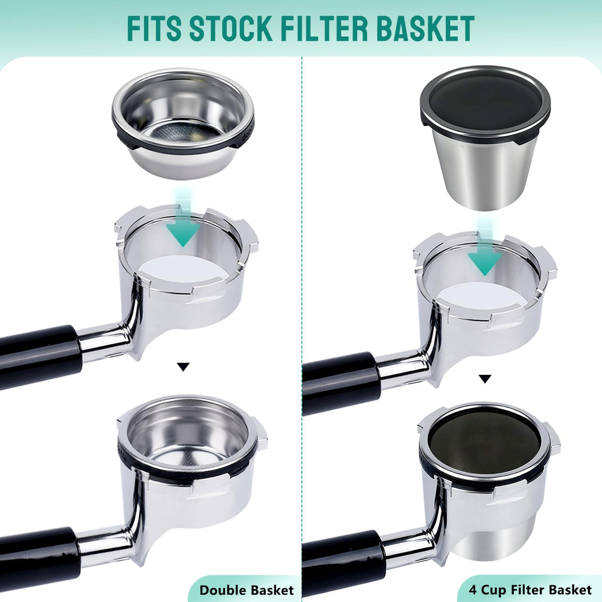 CAPFEI portafilter fits the stock Ninja ES601 basket for seamless swapping.