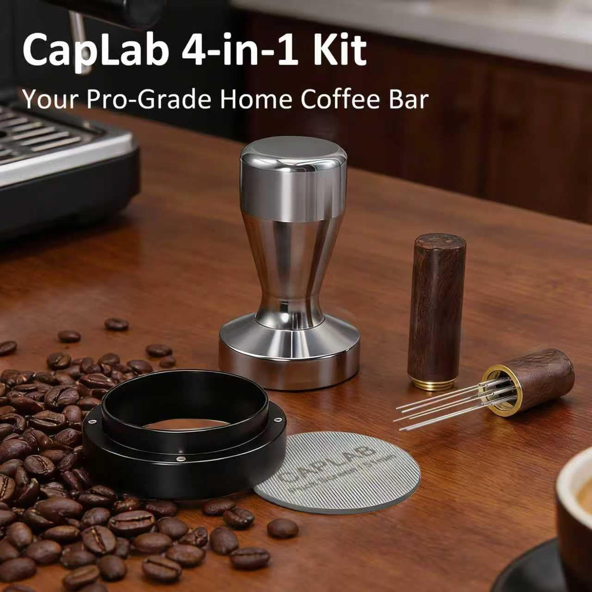 CapLab home espresso workspace showing a simple, efficient setup