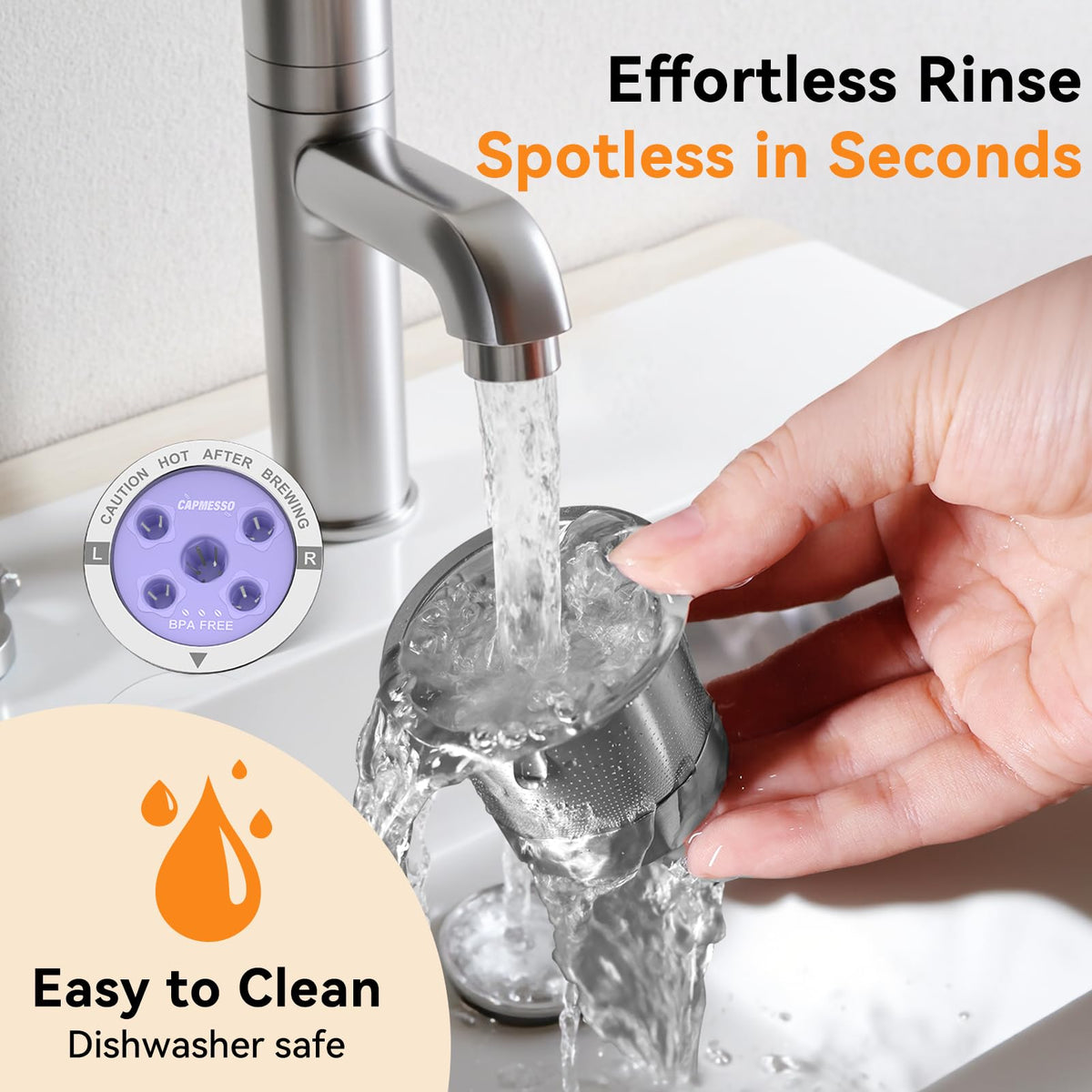 304 stainless steel body emphasizes safe, BPA-free design.
