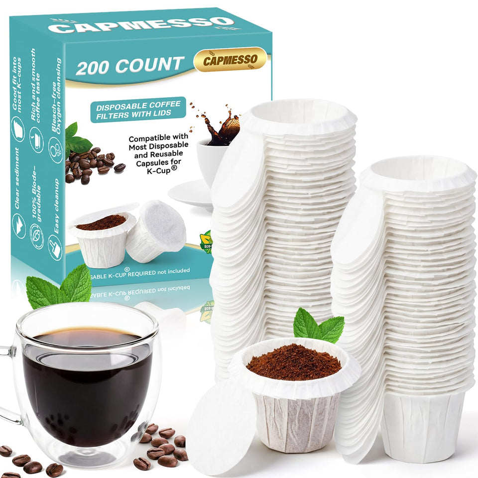 CAPMESSO disposable filters with lid in white packaging for easy use