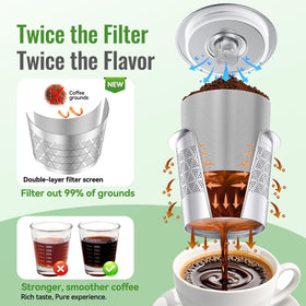 CAPMESSO dual-filter metal pod delivers smoother coffee with minimal sediment.