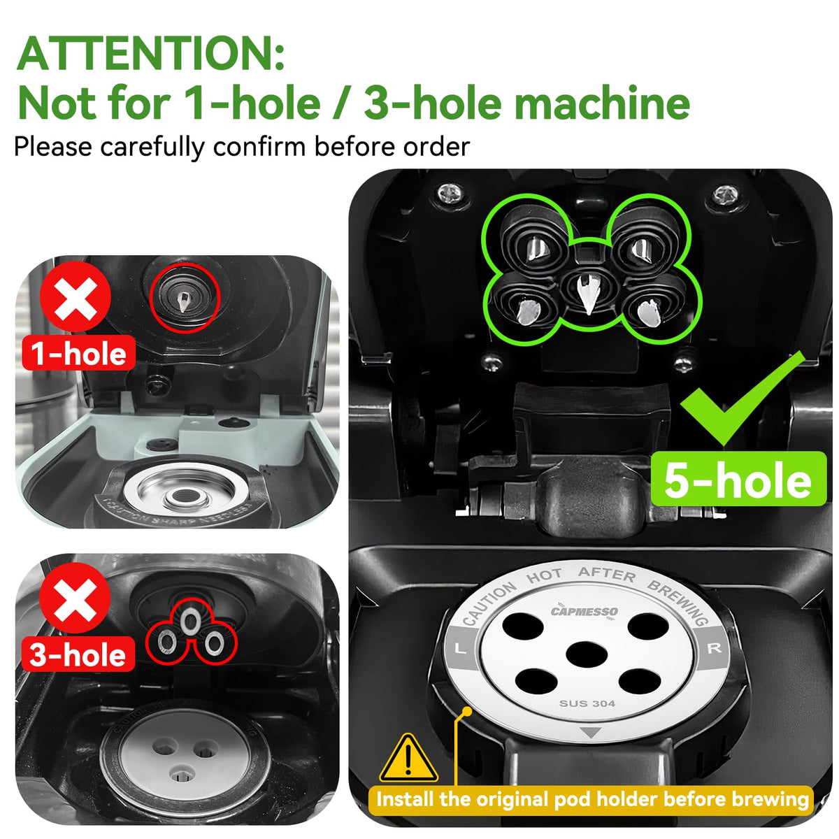 CAPMESSO 5-hole pods fit Keurig MultiStream brewers reliably
