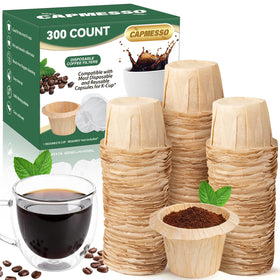 CAPMESSO natural disposable filter close-up showing pack for quick, clean brews.