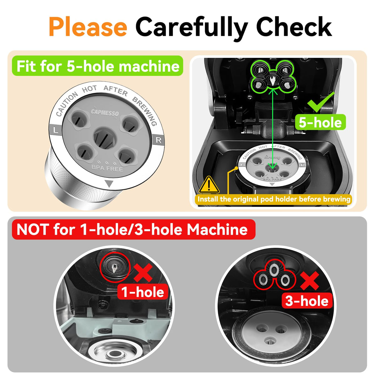 Close-up of 5-hole lid and tight seal for even extraction.