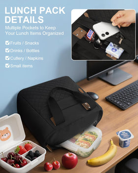 Capolo lunch bag showing two front pockets for utensils and snacks