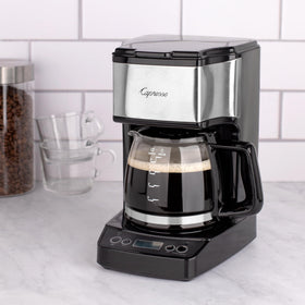 Capresso programmable 24 hour timer enables ready coffee on schedule