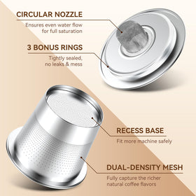 CAPMESSO stainless pod with 360-degree perforations for rich extraction.