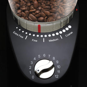 Capresso Infinity Plus removable ground coffee container simplifies cleaning after grinding