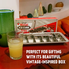 Captain Cranberry plastic-free ice tray made of stainless steel for odorless ice.