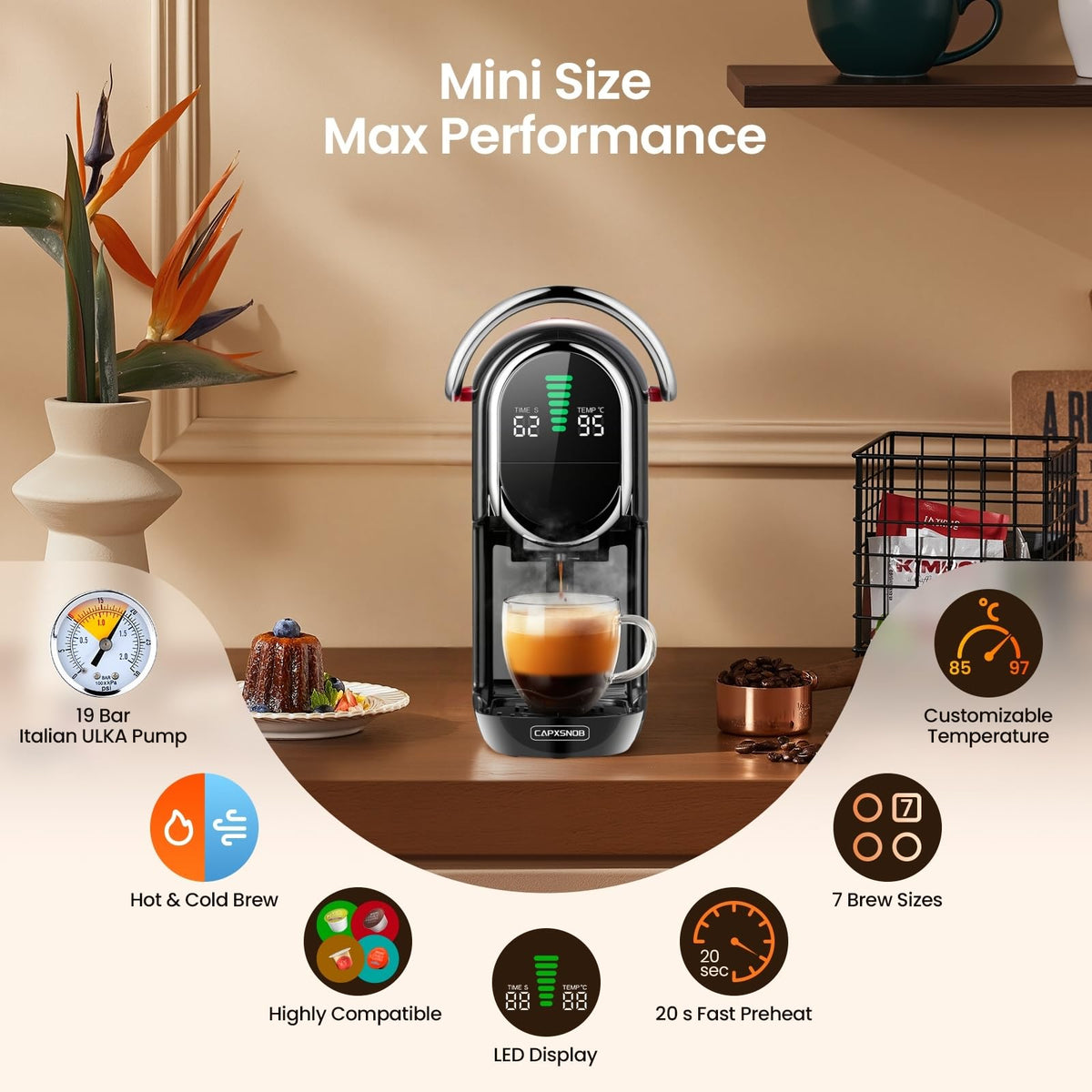 CAPXSNOB Magician1 hot and cold brew mode for year round beverages.