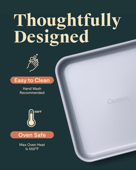 Caraway 9-inch square pan brownies ready to slice