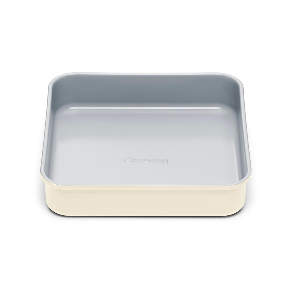 Caraway 9-inch square pan cream finish, top view for even brownie baking