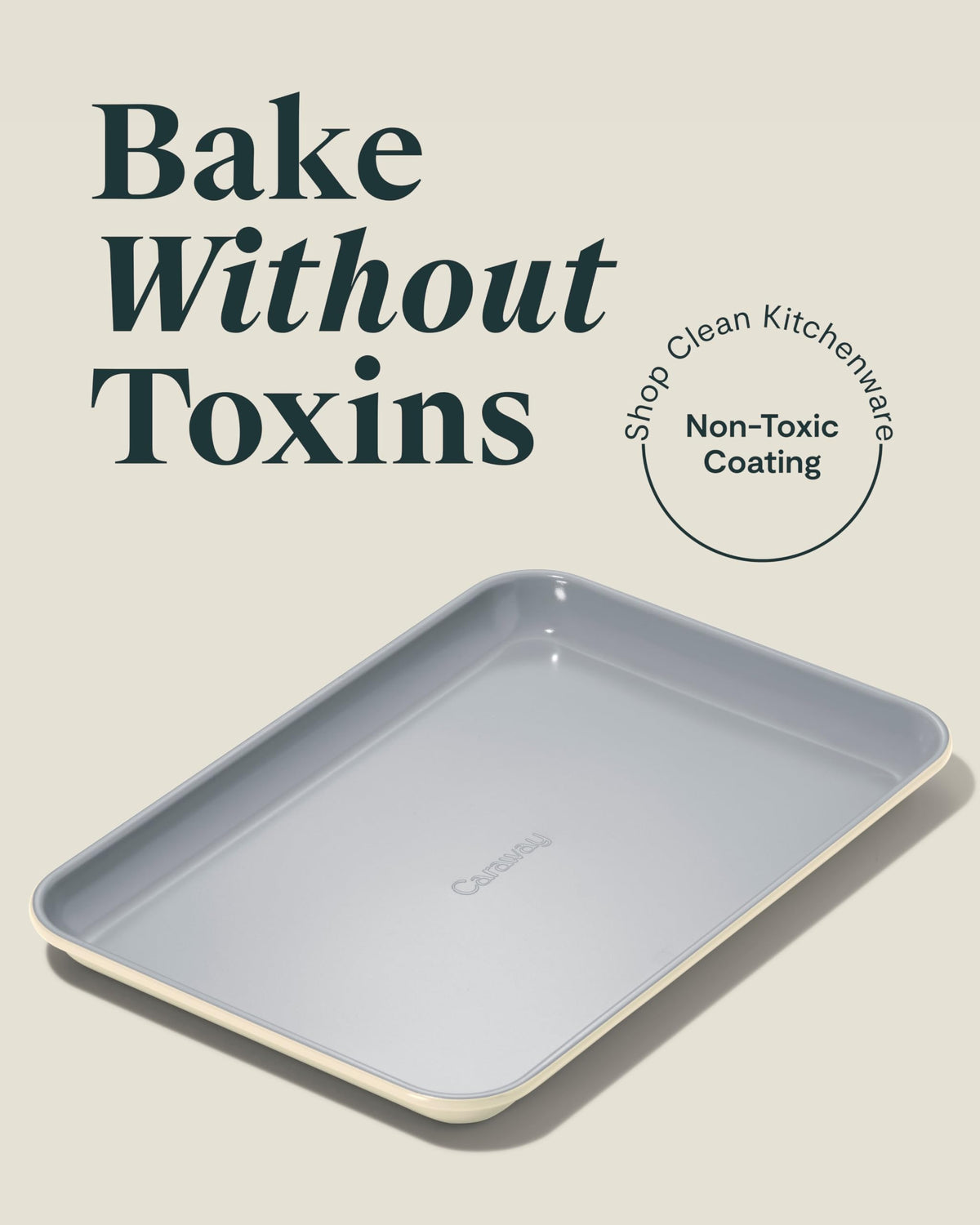 Caraway 9x13-inch cream baking sheet ideal for compact batches and even heating.
