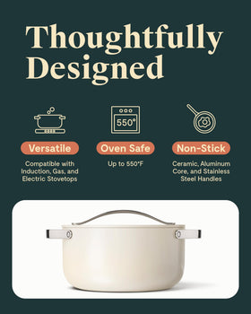 Caraway ceramic nonstick coating allows smooth release and quick cleanup.