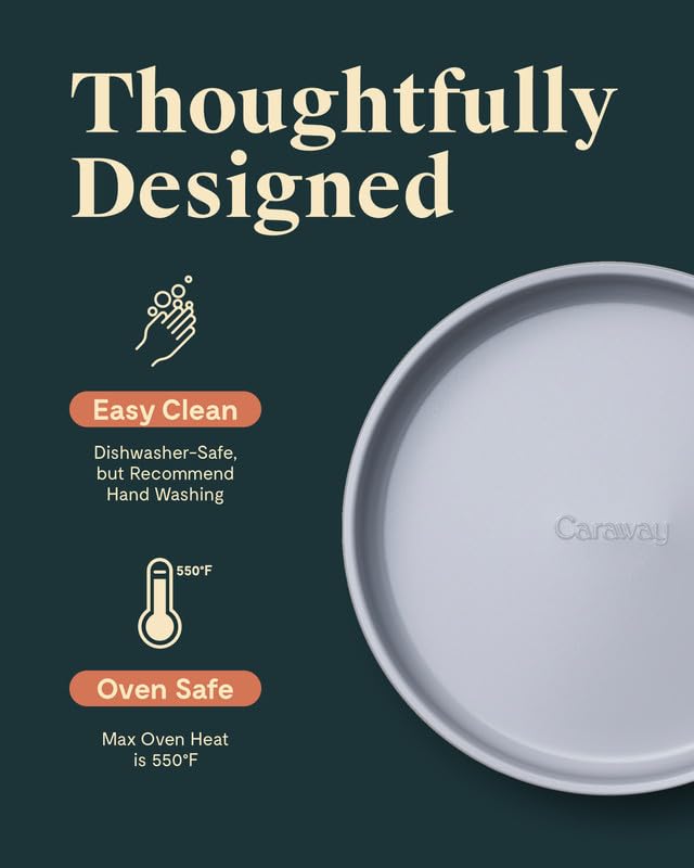 Caraway 9-inch Circle Pan in oven-ready setting, safe up to 550°F.