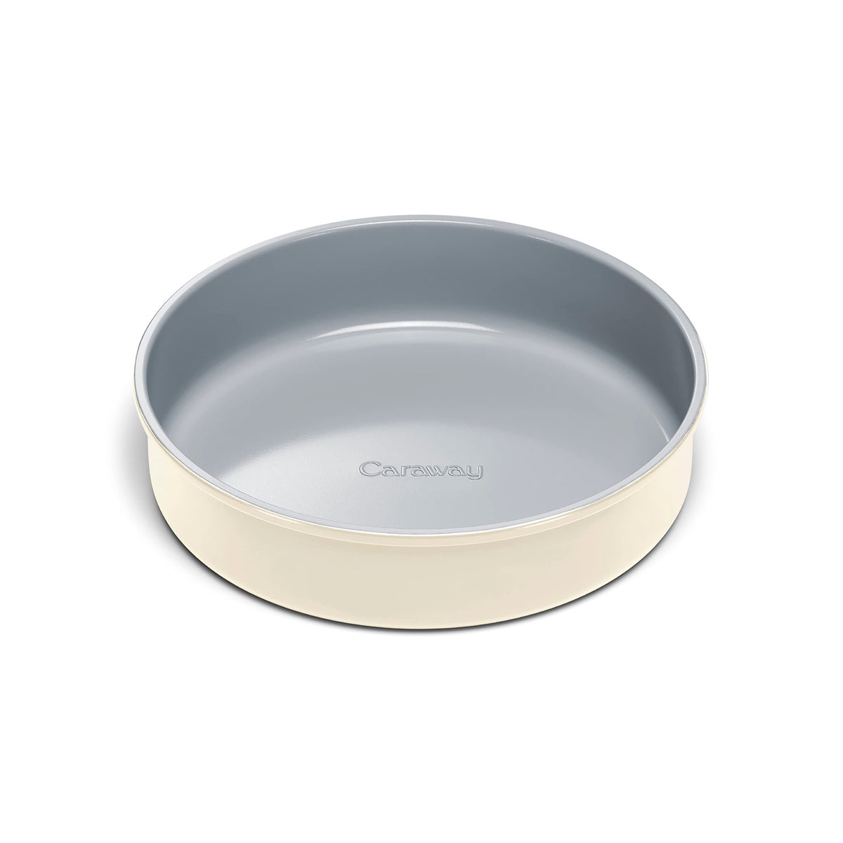 Caraway Circle Pan 9-inch top view showcases smooth ceramic coating for easy release.