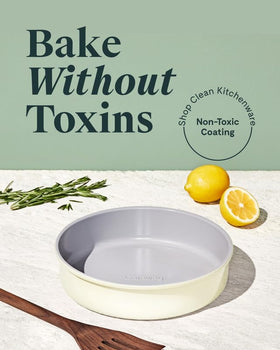 Caraway Circle Pan nonstick close-up highlights effortless prep and quick cleanup.