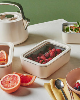 Caraway dishwasher-safe container for easy cleanup.