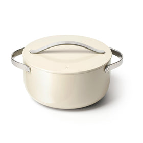 Caraway Dutch Oven Pot 6.5qt cream with lid, ideal for even braises and hearty stews.