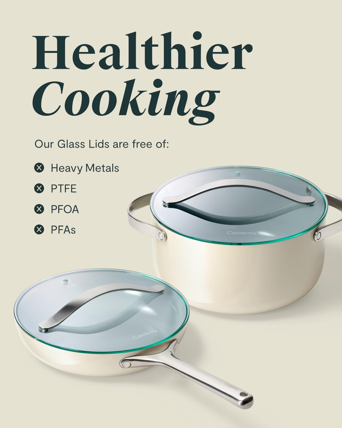 Caraway glass lid is dishwasher-safe for easy cleanup after cooking
