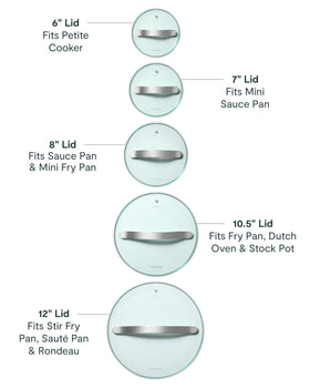 Caraway glass lid used on stovetop to oven transitions for versatile cooking
