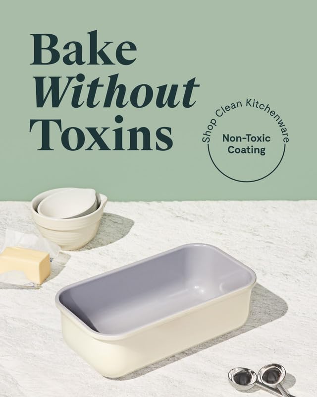 Caraway loaf pan cream front view highlighting contemporary bakeware for clean kitchens.